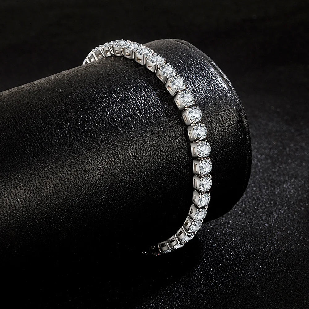 Sterling Silver Zircon Chain Bracelet For Women