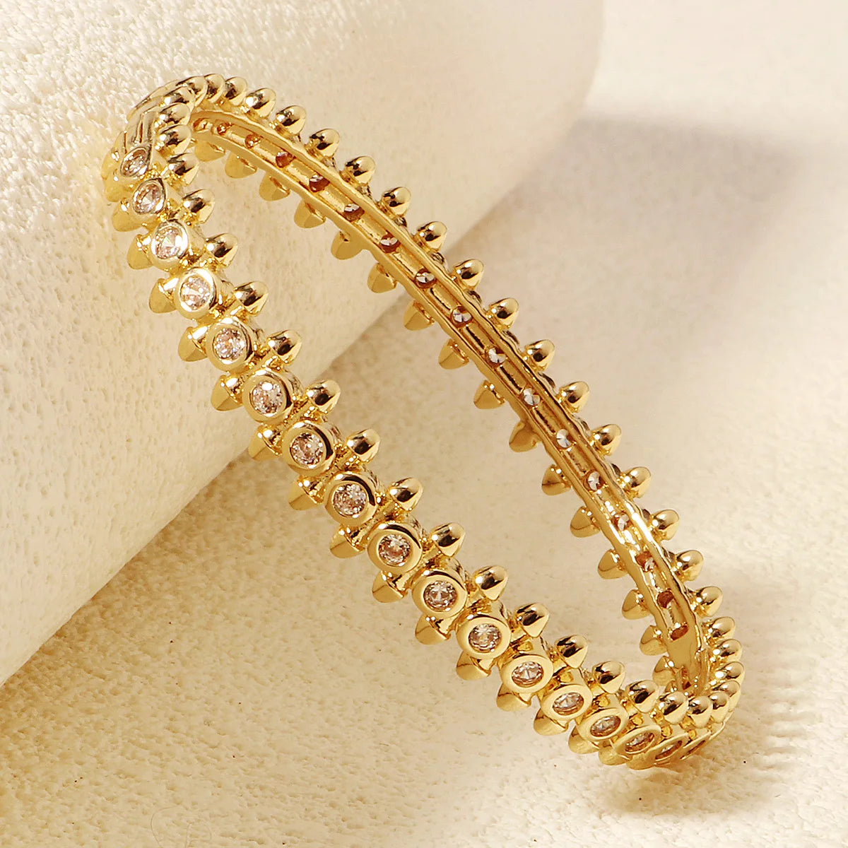 Elegant Gold Copper Zirconia Opening Women's Bracelet