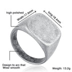 Solid Masculine Titanium Steel Vintage Square Ring for Men