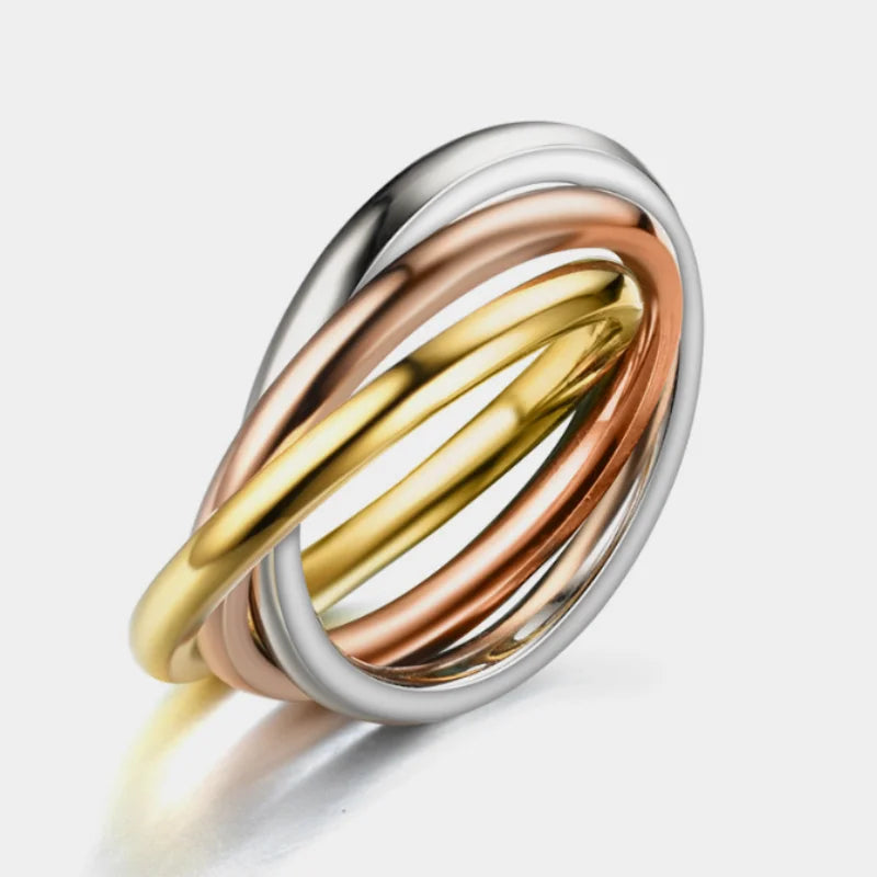 Tri-Color Interlocking Trinity Ring