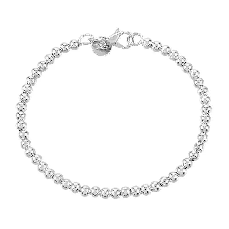 Silver Plated Chain Bead Bracelet for Women