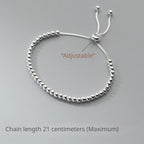 Sterling Silver 3mm Adjustable Beaded Bracelet For Women