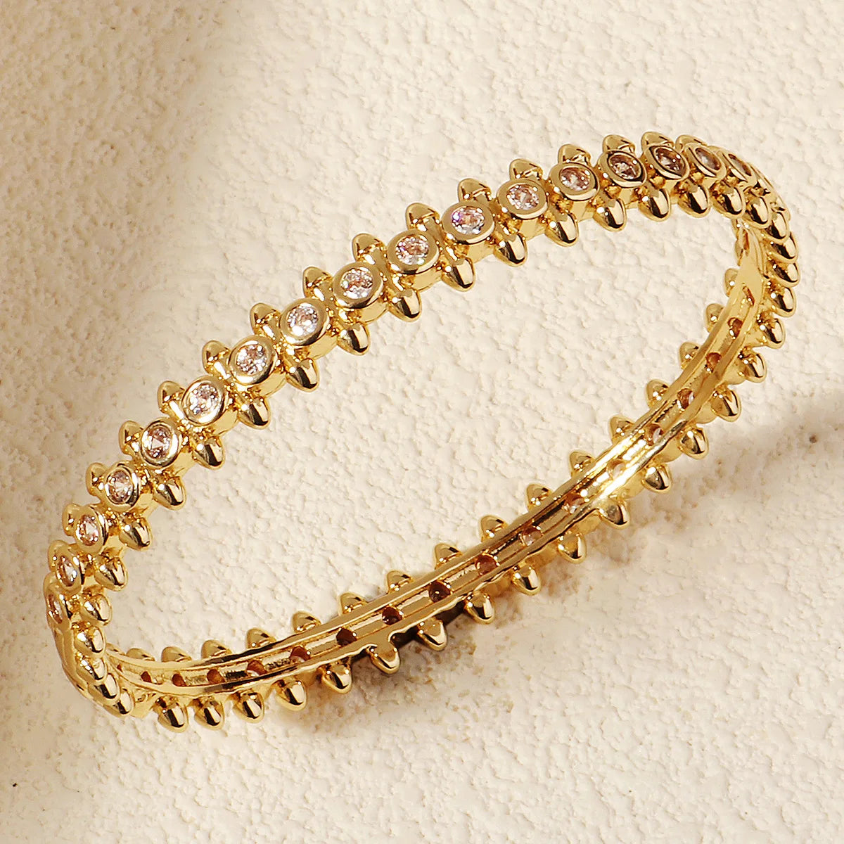 Elegant Gold Copper Zirconia Opening Women's Bracelet