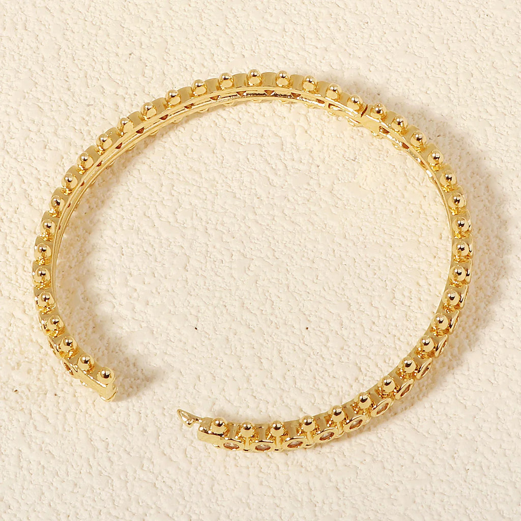 Elegant Gold Copper Zirconia Opening Women's Bracelet