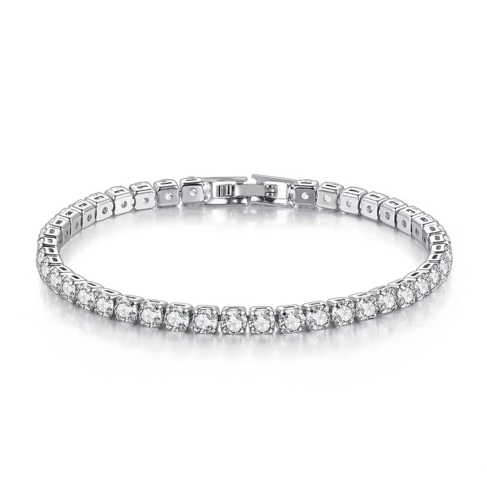 Sterling Silver Zircon Chain Bracelet For Women