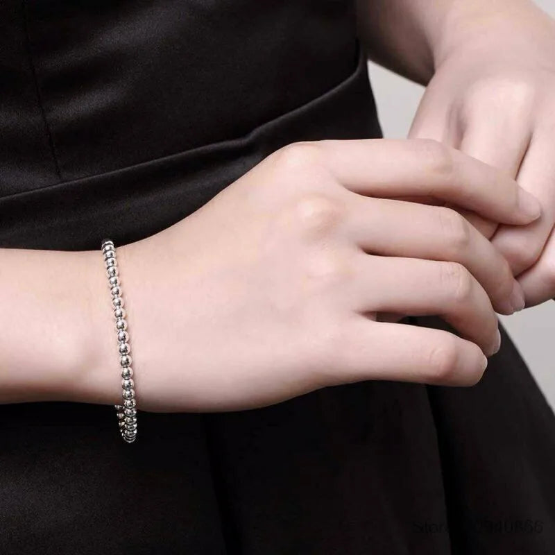 Silver Plated Chain Bead Bracelet for Women