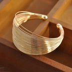Wide Multilayer Metal Wires Cuff Women's Bracelet