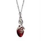 Gothic Vampire Bat Bloody Heart Pendant Necklace