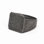 Solid Masculine Titanium Steel Vintage Square Ring for Men