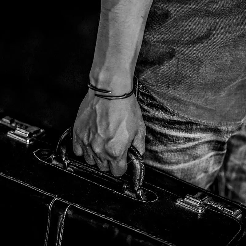 Vintage Black Thistles And Thorns Metal Cuff Bracelet for Men