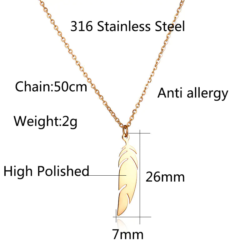18K Feather Women's Delicate Collarbone Necklace