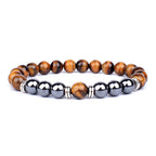 Natural Stone Men's Bracelet: Tiger Eye & Agate