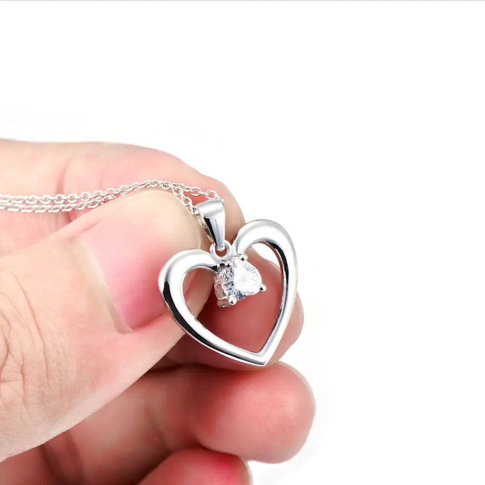 Heart-Shaped Pendant with Diamonds for Women Necklace