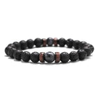 8mm Lava Stone & Wood Beaded Men's Bracelet