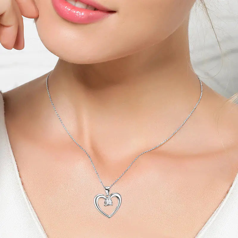 Heart-Shaped Pendant with Diamonds for Women Necklace