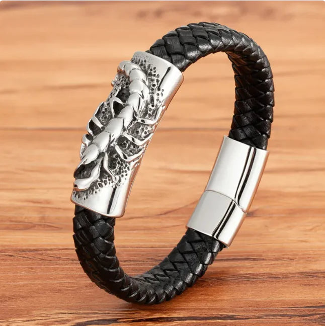 Animal Magnetic Buckle Leather Men's Bracelet