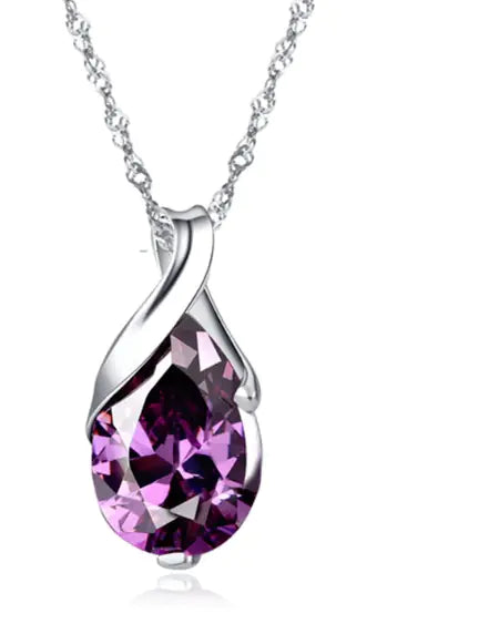 Crystal Purple Diamond Women's Pendant Necklace