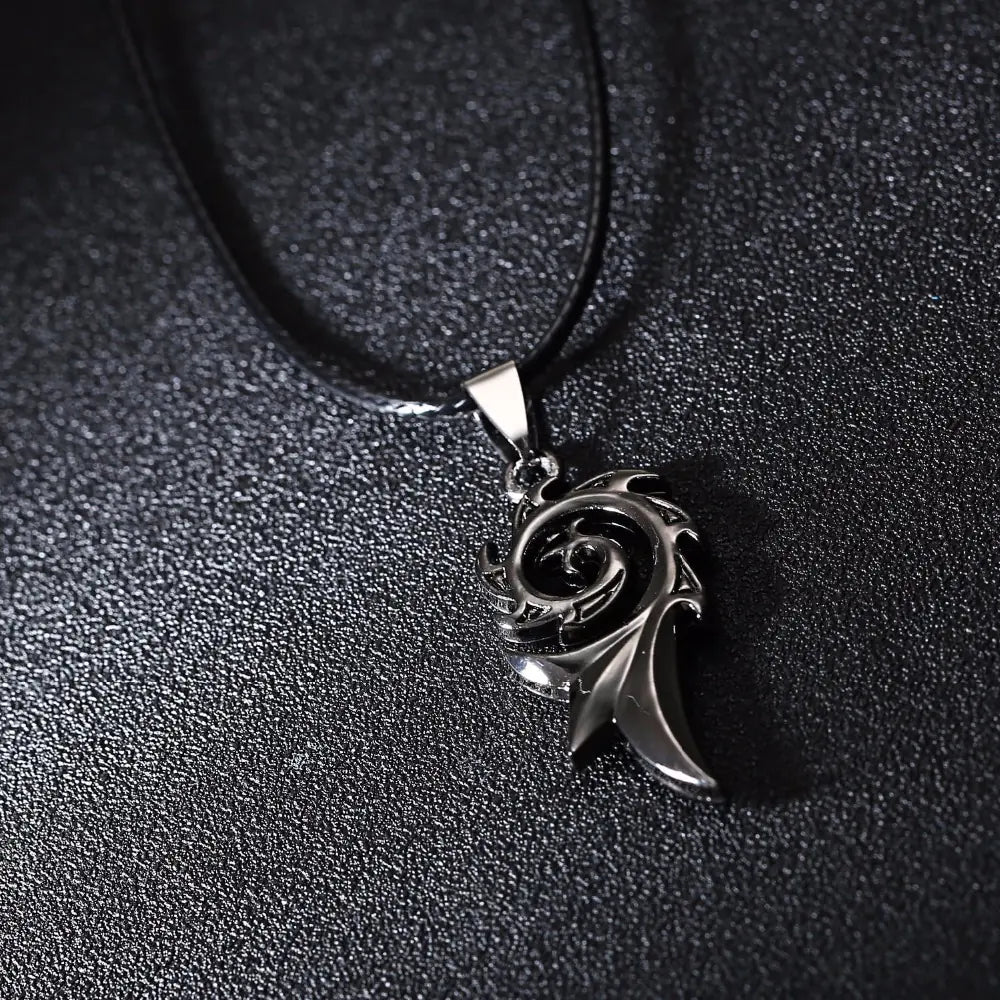 Men's Punk Dragon Flame Pendant Necklace with Chain