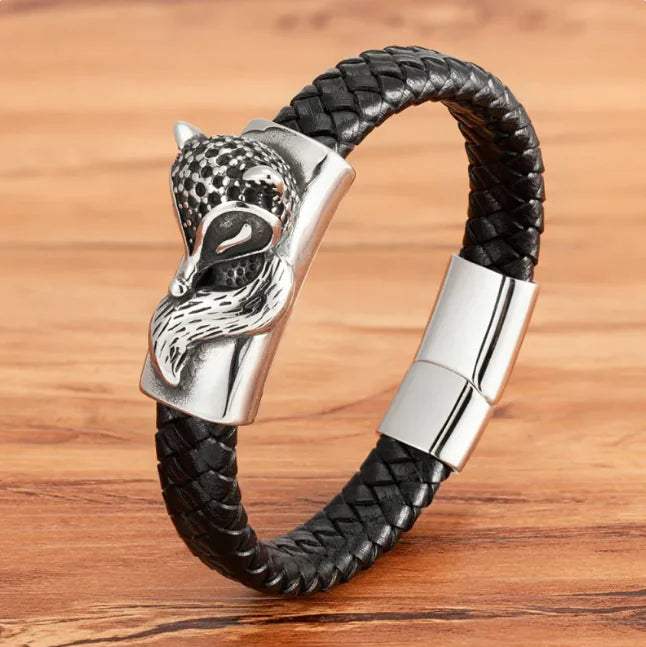 Animal Magnetic Buckle Leather Men's Bracelet