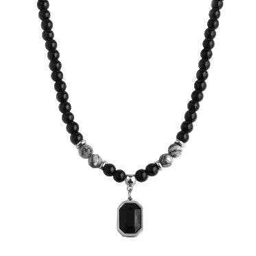 Men's Titanium Steel Black Letter Heart Engraved Necklace