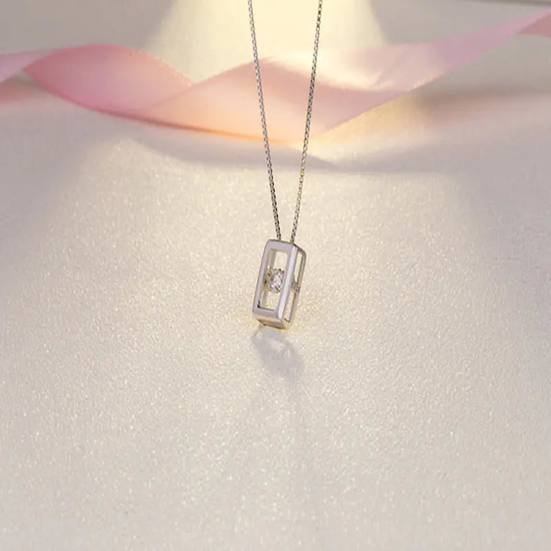 Dynamic Stone Pendant Silver Necklace - Minimalist Jewelry