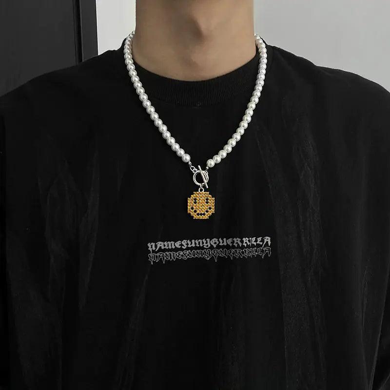Men's Hip Hop Necklace with Happy Face Pendant