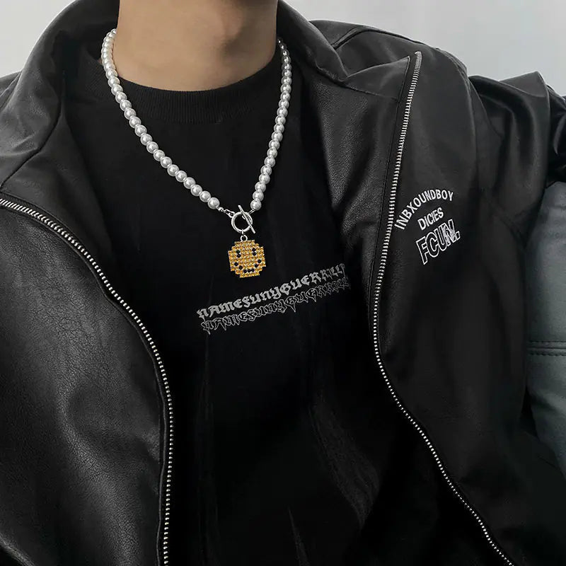 Men's Hip Hop Necklace with Happy Face Pendant