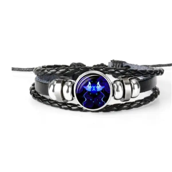 Zodiac Constellation Braided Leather Bracelet