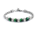 Tiger Eye Stone Beads Titanium Steel Chain Men's Bracelet
