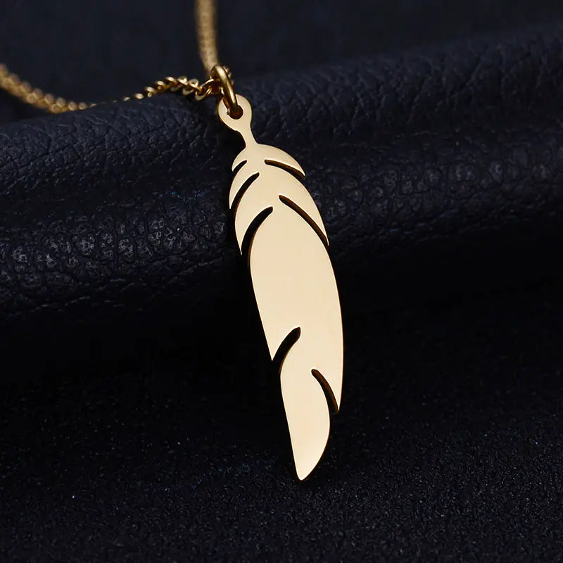 18K Feather Women's Delicate Collarbone Necklace