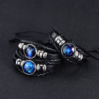Zodiac Constellation Braided Leather Bracelet