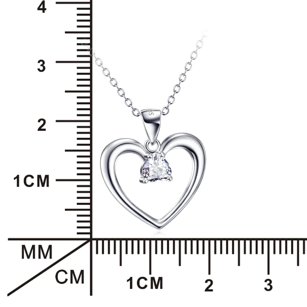 Heart-Shaped Pendant with Diamonds for Women Necklace