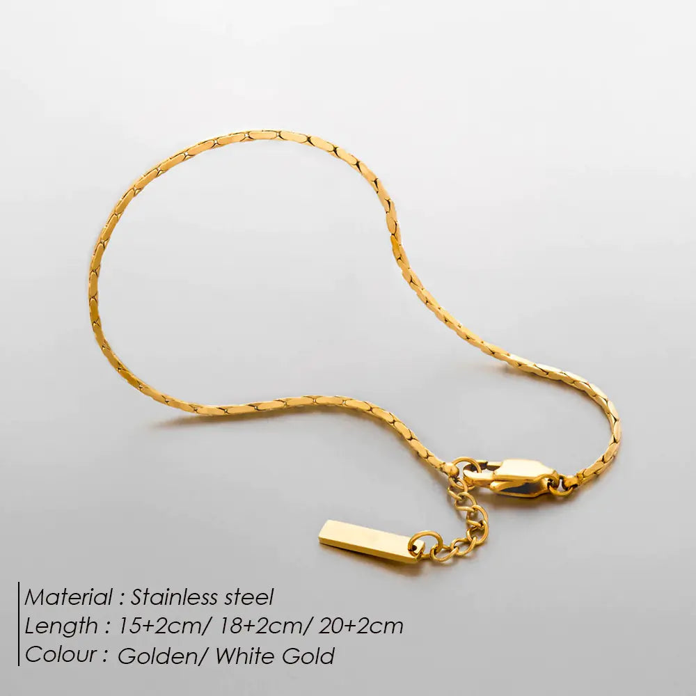 18k Minimalist Titanium Steel Men's Chain Bracelet