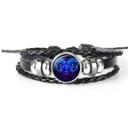 Zodiac Constellation Braided Leather Bracelet
