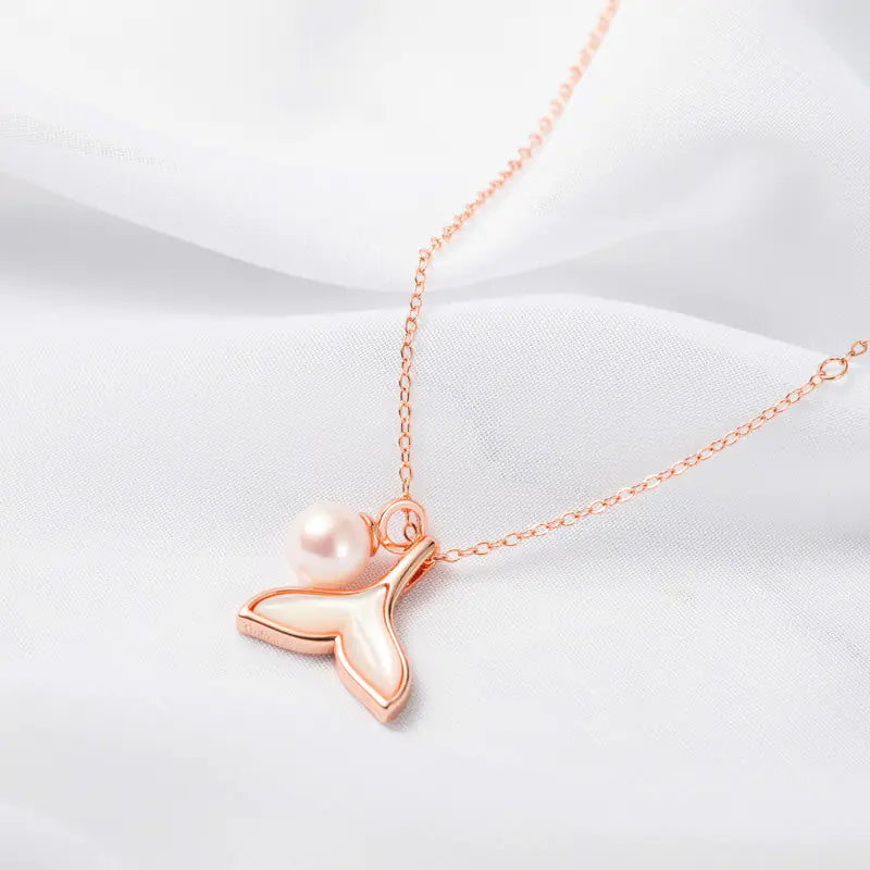 Men's Mermaid Tail Pearl Pendant Necklace