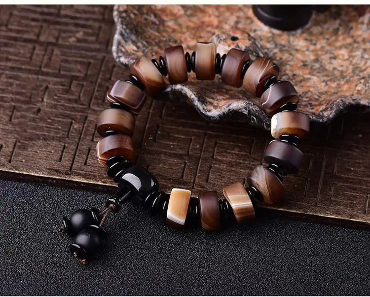 Natural Agate Vintage Ethnic Beaded Men's Bracelet
