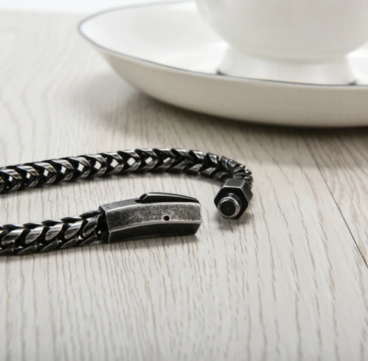 316L Stainless Steel Curved Link Chain Men's Bracelet