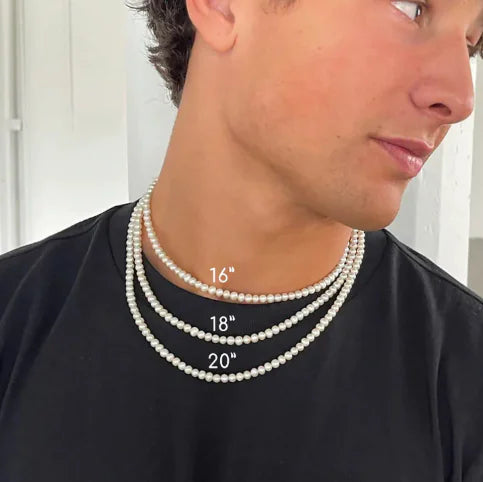 Men's Modern Pearl Beaded Chain Necklace
