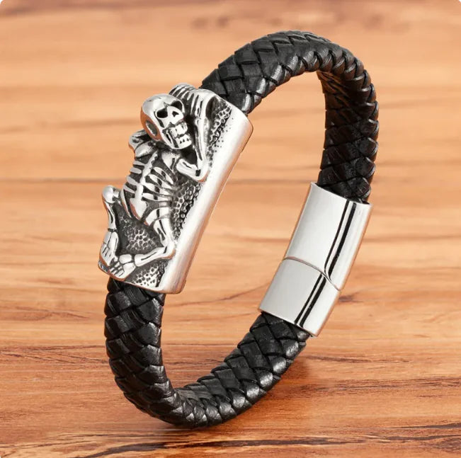 Animal Magnetic Buckle Leather Men's Bracelet