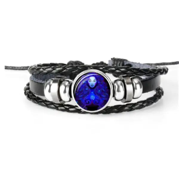 Zodiac Constellation Braided Leather Bracelet