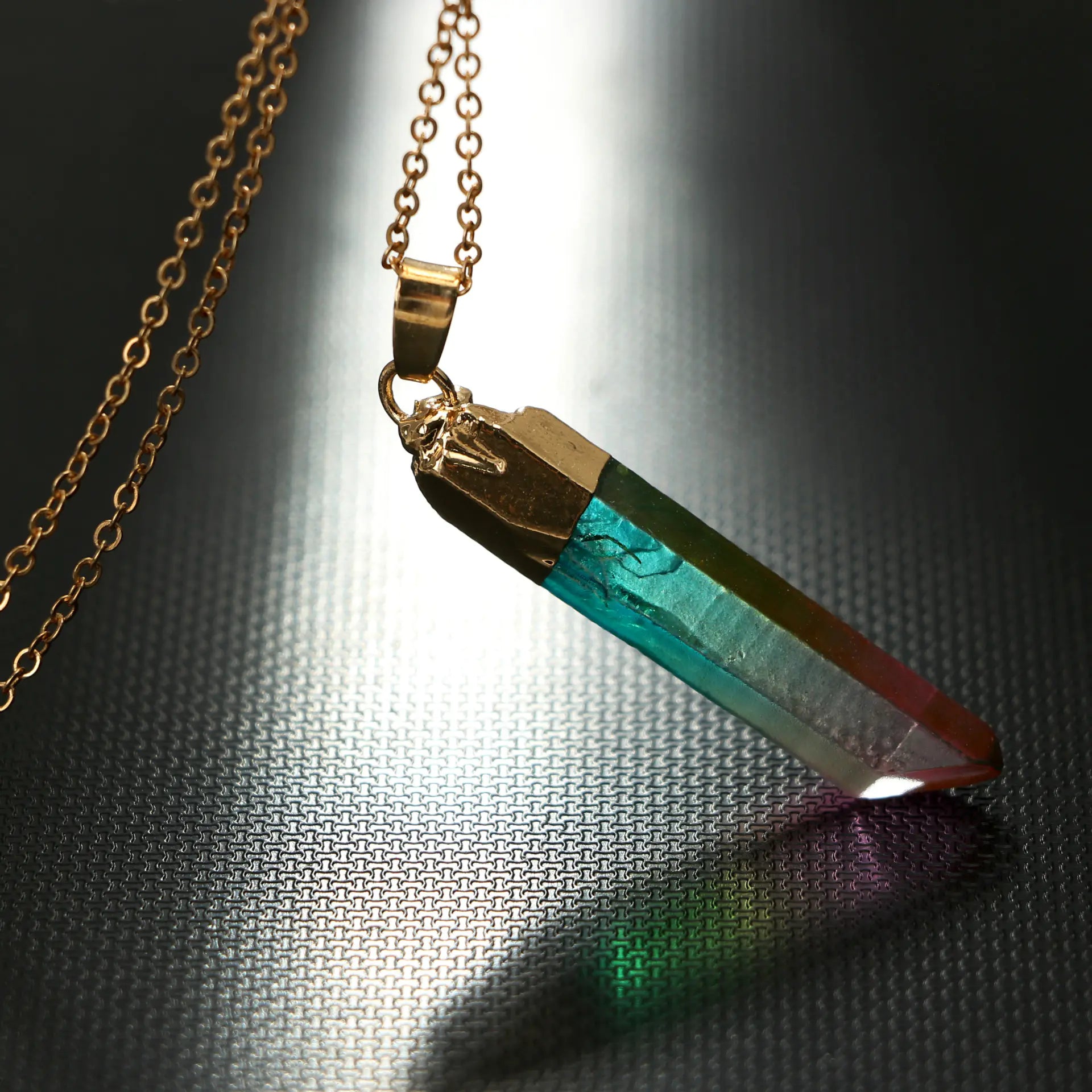 Natural Stone Crystal Irregular Colorful Pendant Necklace
