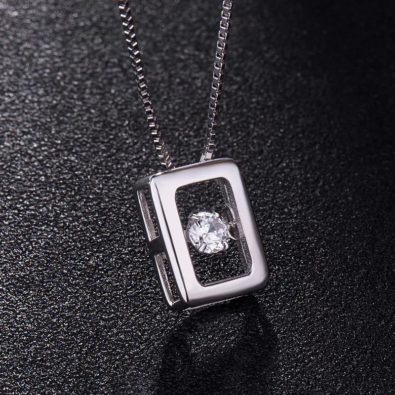 Dynamic Stone Pendant Silver Necklace - Minimalist Jewelry