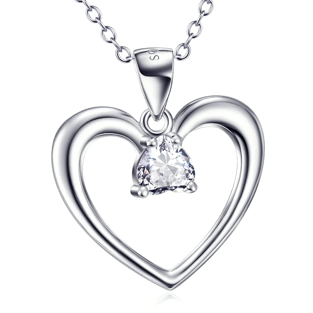 Heart-Shaped Pendant with Diamonds for Women Necklace
