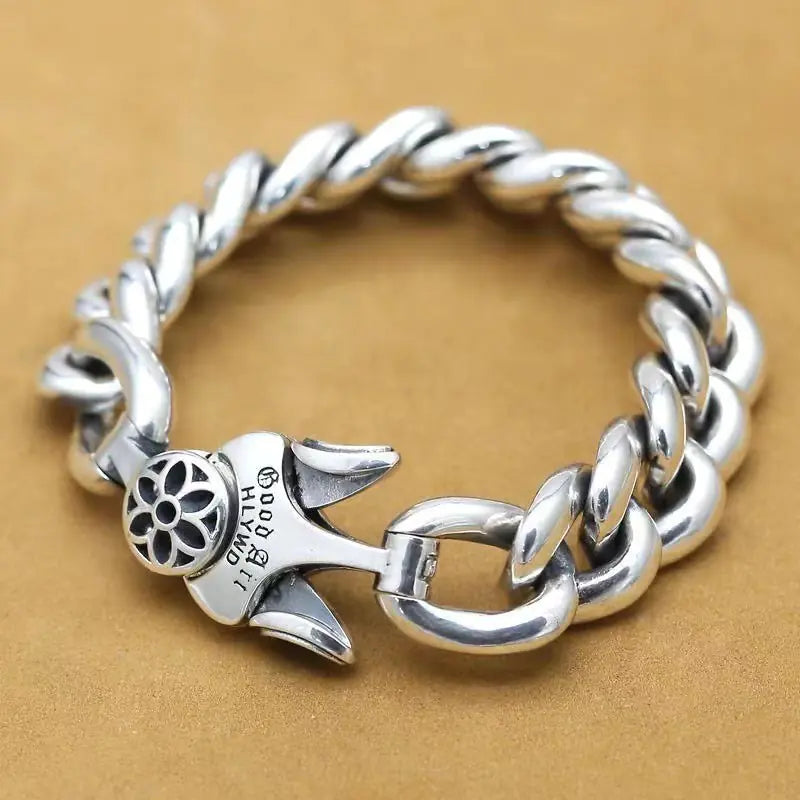Cherry Blossom Punk Metal Link Chain Men's Bracelet