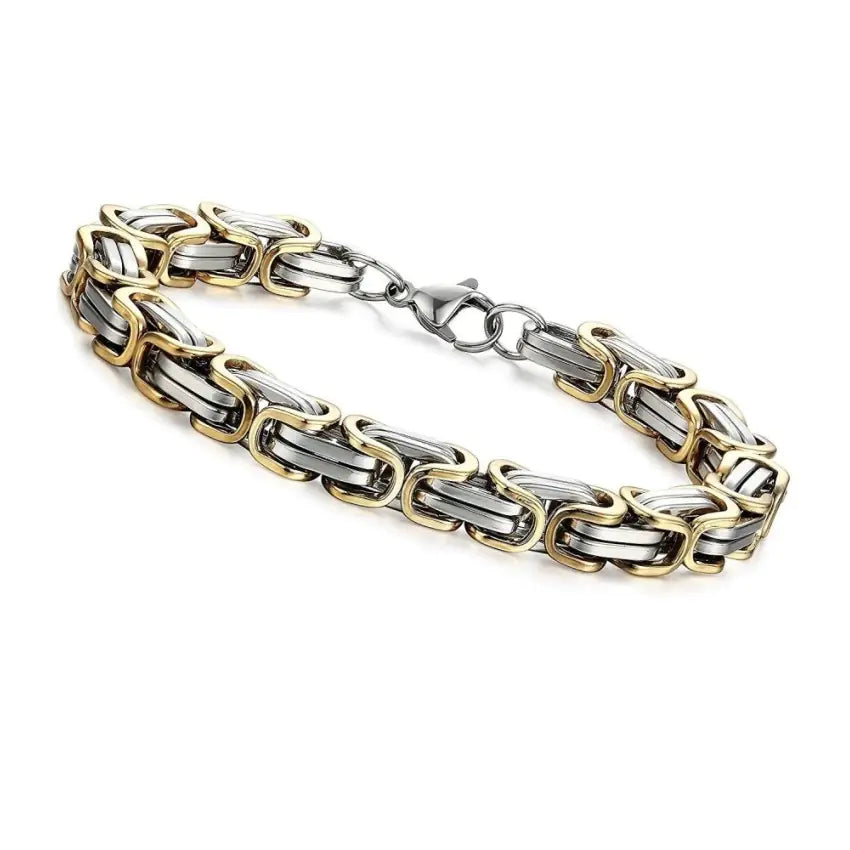 8MM 60CM Men's Byzantine Necklace in Gold Stainless Steel