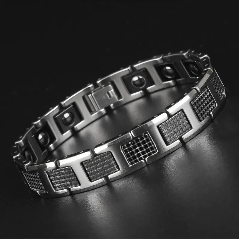 Tungsten Steel Black Magnetic Link Chain Bracelet
