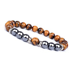 Natural Stone Men's Bracelet: Tiger Eye & Agate