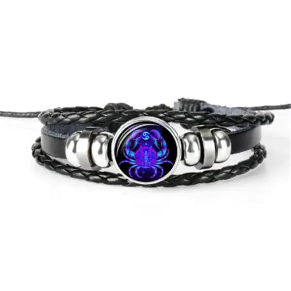 Zodiac Constellation Braided Leather Bracelet