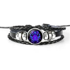 Zodiac Constellation Braided Leather Bracelet