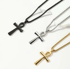 Titanium Steel Egyptian Cross Men's Necklace Pendant